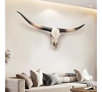70 pollici-decorazione da parete con corna lunghe,teschi di animali,teschio di longhorn,teschio di mucca,vero teschio di animale,decorazione da parete con testa di animale,tassidermia finta(Black horn