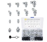 70 pz Set Assortito di Lardellatori, Grassatori Idraulici, Kit Lardellatori a Cono, Grassatori Schiacciati 45° 90° per Pompa di Ingrassaggio, M6 M8 1/4" 1/8"