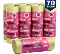 70 x Sacchi per spazzatura Grandi Ambra Trasparenti e Resistenti 70 x 110 cm LDP