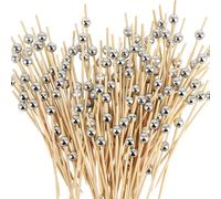 700 pezzi/200 pezzi/100 pezzi/50 pezzi/20 pezzi/10 pezzi Spiedini di bambù monouso argento, design a perline rotonde, adatti per cucina, insalata, matrimonio, festa, Natale 10 pezzi,20 pezzi,100 pezzi