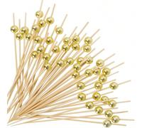700 pezzi/200 pezzi/100 pezzi/50 pezzi/20 pezzi/10 pezzi Spiedini monouso in bambù dorati/rosa/bianchi/argentati, con design a perline rotonde, adatti per cucina, insalata, matrimonio, festa, raduno, 