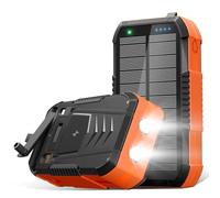 70000mAh Power Bank Solare con Ricarica Wireless 30W PD Batteria Esterna Portatile con 6 Uscite,Torcia LED Bussola e Manovella di emergenza,Ideale per Campeggio e Attività Outdoor