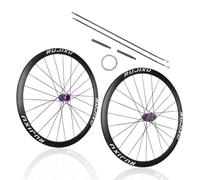700C Set Di Ruote Per Bici Da Strada 12 * 100/12 * 142mm Ruota Anteriore E Posteriore A Perno Passante Cerchi In Alluminio A Doppia Parete 24/24H Freno A Disco, Cassetta HG 8-11 Velocità(Purple)