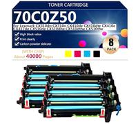 70C0Z50 Cartucce Tamburo ad alta Capacità Compatibili per Lexmark CX310dn CX310n CX410de CX410dte CX410e CX417de CX510de CX510dhe CX510dthe CX510the Stampanti, Trasparenti e Resistenti,BCMY- 2 set