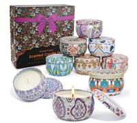 70g*9 Pezzi Candele Profumate in Latta Decorativa, Regalo Set per Donna, Regalo di San Natale per Profumata Selezionata Aromaterapia per lei, Confezione Regalo di Compleanno o San Natale