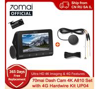70mai 4K Dash Cam A810 Set anteriore posteriore con modulo 4G UP04 Telecomando GPS ADAS 70mai Car DVR A810 HDR 60FPS 24H Modalità parcheggio
