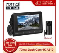 70mai Dash Cam 4K A810 Ultra HD GPS ADAS 150FOV HDR Rilevazione movimento supportata a doppio canale 70mai A810 DVR per auto Compatibile con LTE 4G