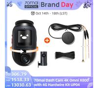 70mai Dash Cam 4K Omni X800-2 Set con modulo 4G UP04 Supercondensatore 360 ° Telecomando rotante con avviso in tempo reale 70mai 4K X800