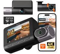 70mai Dash Cam 4K T800 3 Canali Dual 4K+1080P Anteriore Posteriore Interno, 3 HDR Dual STARVIS 2 con microSD 512GB, 4G LTE, Rilevamento del Movimento AI, Vvisione Notturna, Monitoraggio Parcheggio