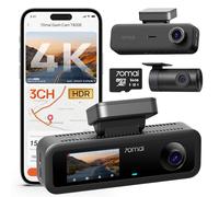 70mai Dash Cam Auto 4K 3 Canali T800E, Telecamera Tripla Anteriore e Posteriore 4K+1080P+1080P, HDR, Visione Notturna IR, Modalità Parcheggio, F1.55, GPS, Supercondensatore, 64 GB SD Inclusa