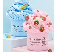 70ml Slime alla crema di fragola - Slime soffice blu e rosa, adatto per bambini, ideale come gadget per feste, con accessori divertenti per lo slime, unisex Bianco,blu,rosa,Verde scuro,giallo,rosso,2