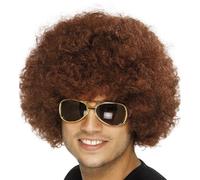 70s 1970s 80s 1980s Donna Uomo Funky Afro Parrucca Vestito Marrone Nuovo Smiffys