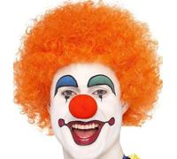 70s 80s 1980s Donna Uomo Crazy Clown Afro Parrucca Vestito Arancione da Smiffys