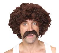 70s Costume Parrucca Uomo Febbre da Discoteca Eurovisione 1970s Adulti + Tash