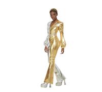 70s Glam Festa Famiglia IN Abbinato Disco Danza Set Jummpsuit Oro Costume