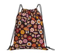 70S Groovy Hippie Retro Sacca con Cordoncino Pieghevole Sacchetta Stringa Borsa Coulisse per Uomo Viaggi Shopping 36X42Cm