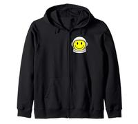 70s Retro Astronauta Giallo Sorriso Faccia sorridente Felice Divertente Felpa con Cappuccio