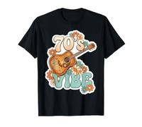 70's Vibe Divertente Chitarra retrò Party Boho Hippie Pace Vintage Maglietta