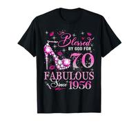 70th Birthday Queen Blessed by God 70 Fabulous Since 1956 Maglietta