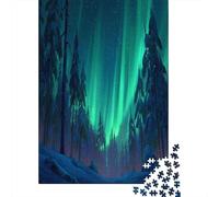 70x50cm/1000pcs Puzzle Impossibili Aurora boreale Foresta dell'Alaska Decorazione Per La Casa. Rilassamento E Intelligence Per Adulti