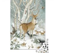 70x50cm/1000pcs Puzzle Impossibili Cervo nella foresta innevata Decorazione Per La Casa. Rilassamento E Intelligence Per Adulti