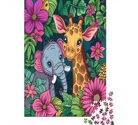 70x50cm/1000pcs Puzzle Impossibili Elefante Giraffa nella giungla Decorazione Per La Casa. Rilassamento E Intelligence Per Adulti