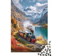 70x50cm/1000pcs Puzzle Impossibili Treno a vapore d'epoca che attraversa uno splendido lago Decorazione Per La Casa. Rilassamento E Intelligence Per Adulti