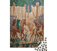 70x50cm/1000pcs Puzzle Per Adulti Arte medievale, scena di due eserciti che si fronteggiano in una foresta Donna Uomo Tavola Di Legno Ad Incastro Di Precisione