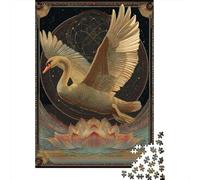 70x50cm/1000pcs Puzzle Per Adulti Cigno dorato che vola nello spazio, loto Donna Uomo Tavola Di Legno Ad Incastro Di Precisione