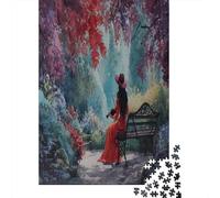 70x50cm/1000pcs Puzzle Per Adulti Donna in abito rosso che suona il violino Donna Uomo Tavola Di Legno Ad Incastro Di Precisione