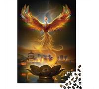 70x50cm/1000pcs Puzzle Per Adulti Loto dorato Donna Uomo Tavola Di Legno Ad Incastro Di Precisione Fenice spiega le ali e si libra nel cielo