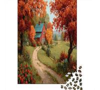 70x50cm/1000pcs Puzzle Per Adulti Piccola casa di legno rossa Donna Uomo Tavola Di Legno Ad Incastro Di Precisione