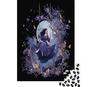 70x50cm/1000pcs Puzzle Per Adulti Ragazza con i capelli lunghi seduta sull'altalena Donna Uomo Tavola Di Legno Ad Incastro Di Precisione