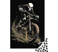 70x50cm/1000pcs Puzzle Per Adulti Scheletro in sella a una moto da cross Donna Uomo Tavola Di Legno Ad Incastro Di Precisione