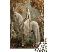 70x50cm/1000pcs Puzzle Per Adulti The Princess Rides A White Cavallo with Golden Patterns Donna Uomo Tavola Di Legno Ad Incastro Di Precisione