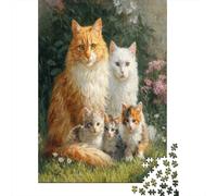 70x50cm/1000pcsPuzzle, Puzzle Per Adolescenti Adulti Famiglia di gatti commovente Ritratti