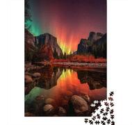 70x50cm/1000pcsPuzzle, Puzzle Per Adolescenti Adulti Green And Red Aurora boreale Reflections