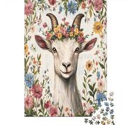 70x50cm/1000pcsPuzzle, Puzzle Per Adolescenti Adulti Ritratto floreale di capra