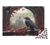 70x50cm/1000pcsVista da finestra gotica Jigsaw,Dark Castello fantastico Scene Puzzle Fai Da Te Per Adulti E Folla Dai 14 Anni in Su