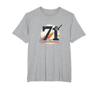 71 e Unstoppable Birthday Gift - Retro Space Theme Maglietta, Uomo Taglie Grandi, Grigio Melange, 3X Tall