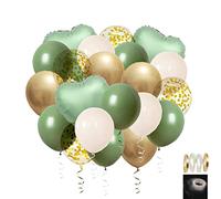 71 palloncini da 30 cm, colore verde, bianco, oro, palloncini per matrimonio, verde metallizzato, verde elio, palloncini a forma di cuore