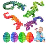 71Nmly 4PCS Drago Stampato in 3D Nell'Uovo,Uova di Drago con Drago All'interno,Drago di Cristallo Articolato con Uovo di Drago,Set di Uova di Drago per La Casa E L'ufficio,Juguetes para niños(B)