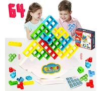 71Nmly 64PCS Tetra Tower Game Gioco Stack Attack Giocattolo Impilabile Balance Building Toy Montessori Giochi per bambini Balance Game Compleanno Natale per Adulti Bambini 3+ Anni