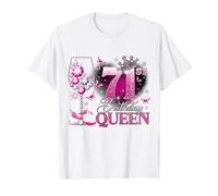 71st Birthday Queen Pink Wine 71 Years Old Women Girls Maglietta