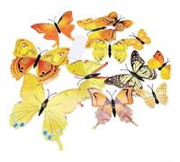 72 adesivi da parete 3D a forma di farfalla, decalcomanie in PVC a doppio strato in giallo per decorazione soggiorno camera da letto, facili da applicare, per feste, aule e uffici