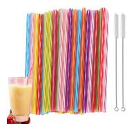 72 cannucce riutilizzabili in plastica dura, biodegradabili, riciclabili, cannucce in plastica spessa, con 2 spazzole per la pulizia, cannucce ecologiche in plastica arcobaleno per feste (8 colori)