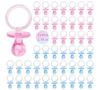 72 ciucci per baby shower, 7,9 cm, ciucci in plastica per giochi per baby shower, decorazione fai da te, rivelazione di genere, decorazione da tavolo per feste di nascita, bomboniere rosa e blu