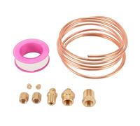 72'' Oil Pressure Gauge Tubing Kit, Set of Copper Tube with1/4'' x1/8'' NPT,1/8'' Npt Male/Female x1/8'' OD Threaded Brass Parts