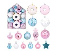 72 PCS Christmas Balls - Blue, White And Pink Holiday Tree Pendant | Tree Ornaments For Outdoor Tabletop Pathway Garden Christmas Fireplace Banister Window Garland Stair