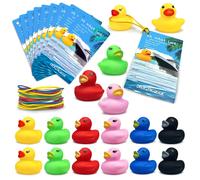 72 PCS Duck Tag Cruise Kits Duck Tags for Cruising Set Include Cruising Rubber Duck Tags Small Cruise Ducks Rubber Bands for Hiding Carnival